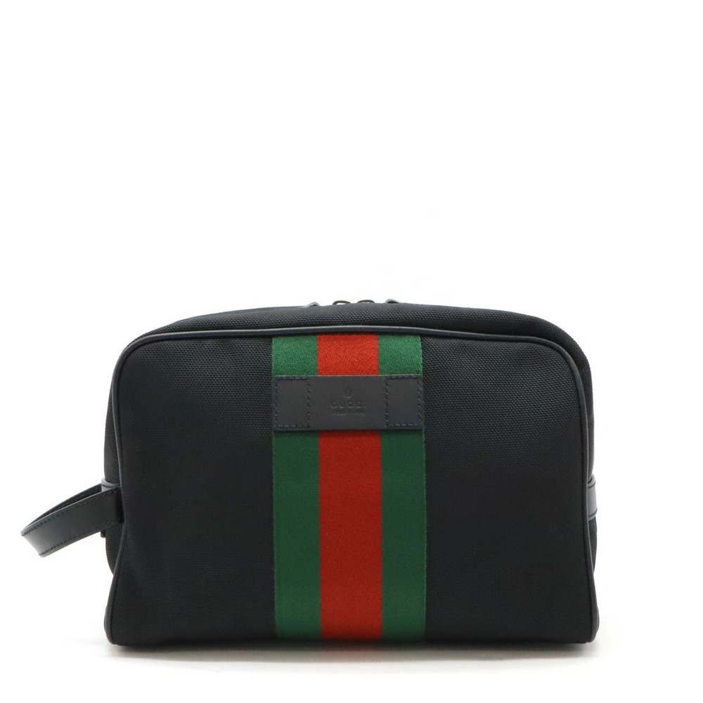 Gucci Parana Webbing Sherry Shoulder Bag Handbag Canvas Black